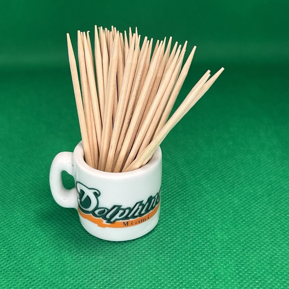 NFL Mini Ceramic Mugs 1.25" Tall Miami Dolphins Toothpick Holder - Picture 2 of 3